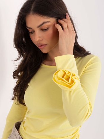 Żółta krótka bluzka z długim rękawem