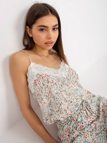 Biały damski top w kwiaty z wiskozy FRESH MADE