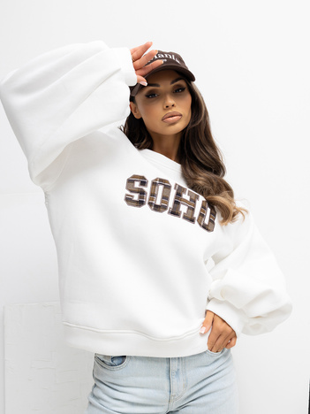 Ecru ocieplana bluza z naszywką RUE PARIS