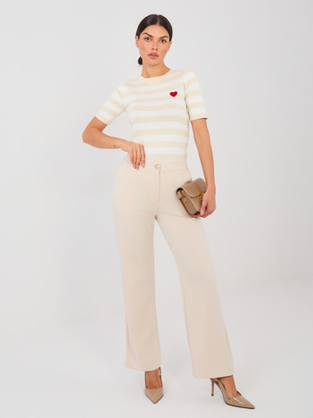 Jasnobeżowe proste spodnie z kieszeniami RUE PARIS