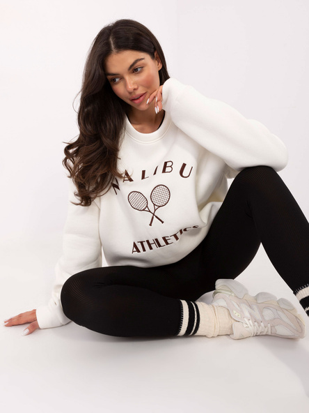 Ecru dresowa bluza oversize z haftem