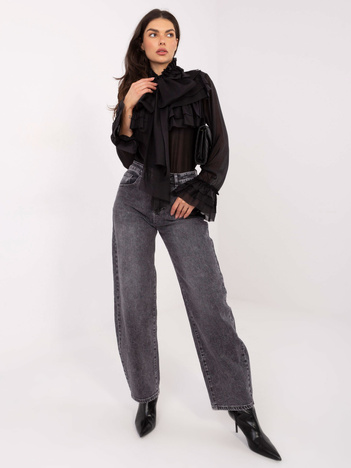 Czarna rozpinana koszula z rękawem typu dzwon