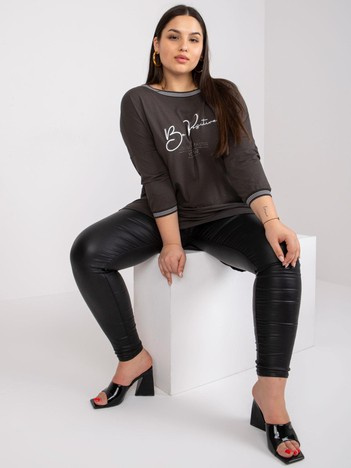 Khaki dresowa tunika plus size z bawełny Blanche