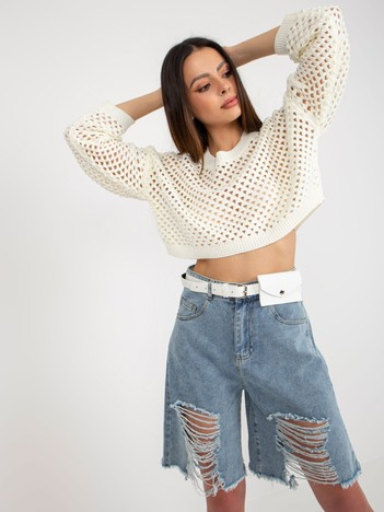 Niebieskie szerokie szorty jeansowe do kolana