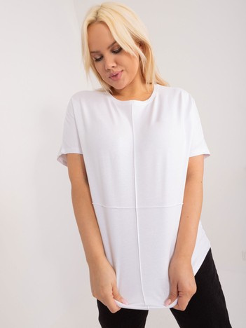 Biała damska bluzka plus size z okrągłym dekoltem