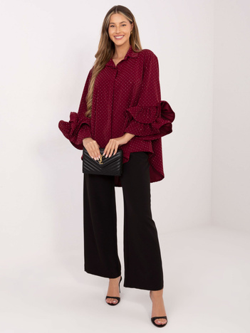 Bordowa elegancka koszula z aplikacjami