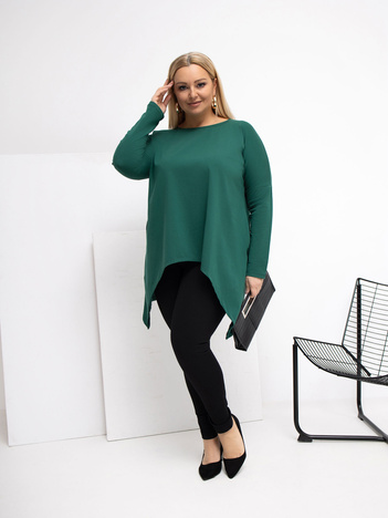 Ciemnozielona bluzka plus size z kieszeniami