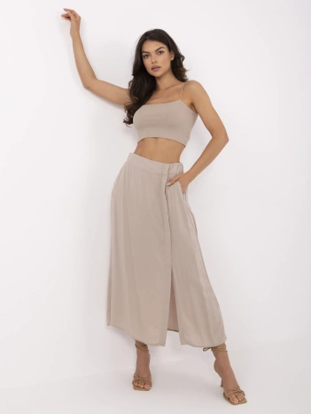 Ciemnobeżowa midi spódnica na lato FRESH MADE