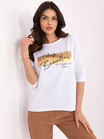 Biała bawełniana bluzka damska z napisem