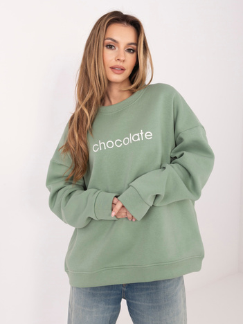 Pistacjowa dresowa bluza oversize z haftem RUE PARIS