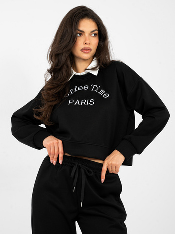 Czarna krótka bluza z haftowanym napisem