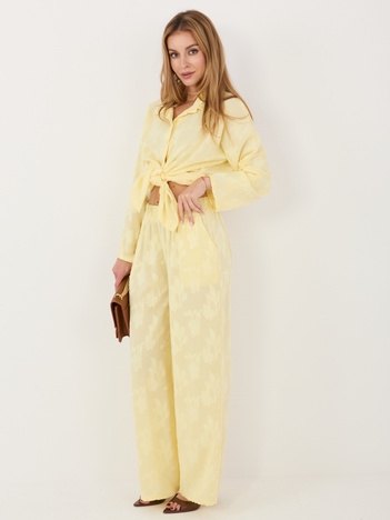 Jasnożółty letni komplet z wypukłym wzorem RUE PARIS