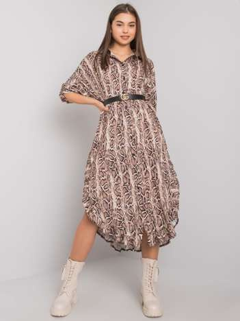 Beżowa wzorzysta sukienka Valdosta OCH BELLA