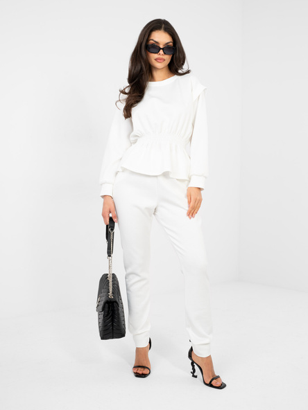 Ecru dresowe spodnie ze ściągaczami RUE PARIS