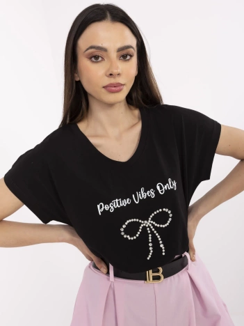 Czarny bawełniany t-shirt z napisem