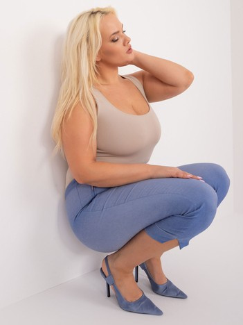 Niebieskie spodnie 3/4 plus size z materiału