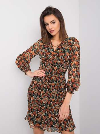 Czarna sukienka z printami Quiesha RUE PARIS