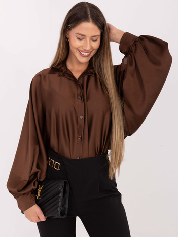 Brązowa rozpinana koszulka z kołnierzykiem Cristina