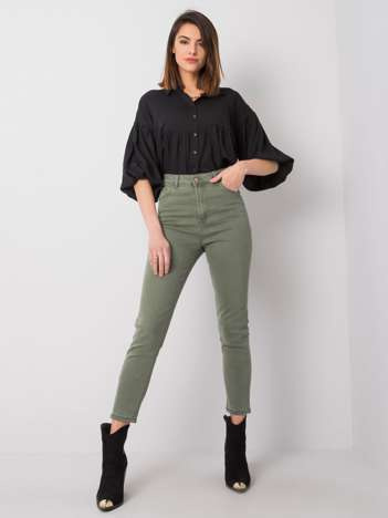 Khaki jeansy high waist Idris RUE PARIS