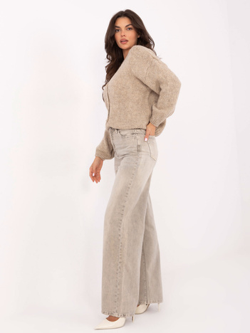 Szaro-beżowe długie jeansy wide leg SUBLEVEL