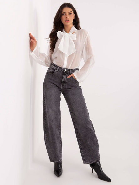 Ciemnoszare damskie jeansy baloon fit