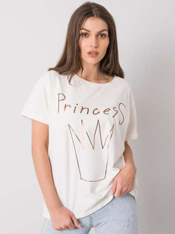 Ecru t-shirt z nadrukiem Aosta