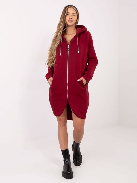 Bordowa asymetryczna bluza z suwakiem
