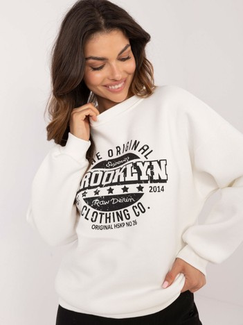 Ecru damska bluza oversize z printem