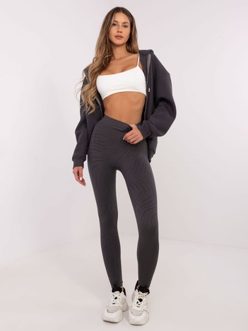 Ciemnoszare sportowe legginsy z motywem zwierzęcym