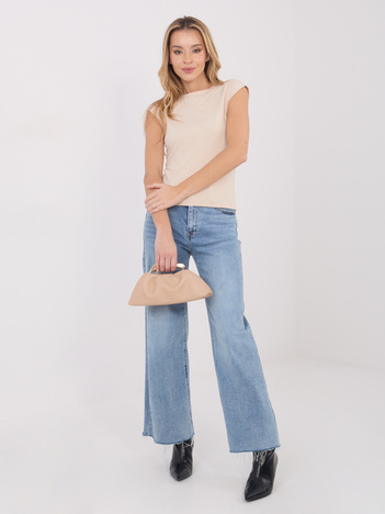 Jasnobeżowy damski top basic bez rękawów