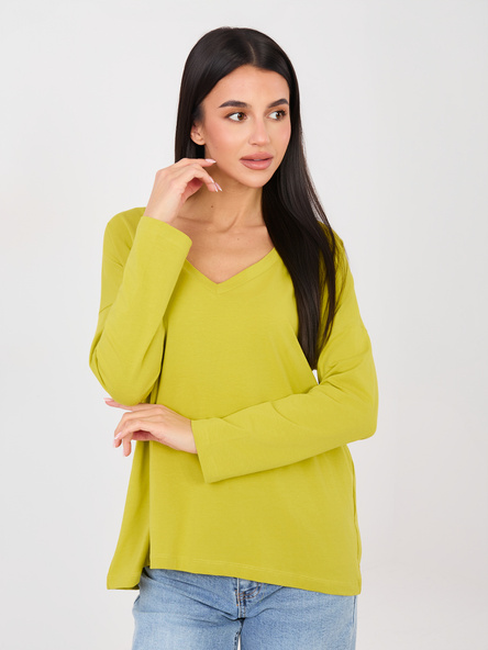 Limonkowa bawełniana bluzka basic RUE PARIS