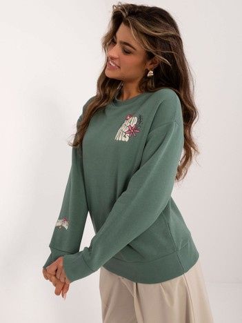 Khaki bawełniana bluza z printem SUBLEVEL