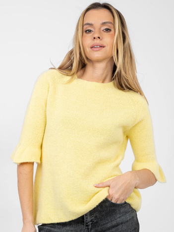 Jasnożółty damski sweter z krótkim rękawem