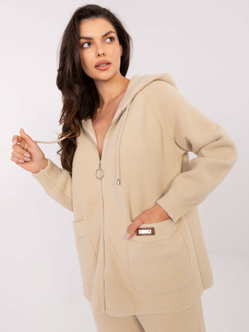 Beżowy swetrowy komplet z domieszką wełny