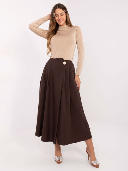 Ciemnobrązowa spódnica z ozdobnym guzikiem RUE PARIS