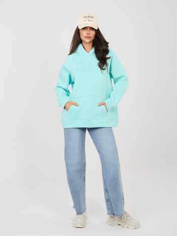 Miętowa damska bluza kangurka z kapturem RUE PARIS