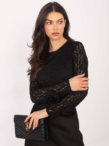 Czarna elegancka bluzka z koronki