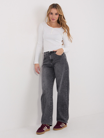 Ecru dopasowana bluzka z okrągłym dekoltem