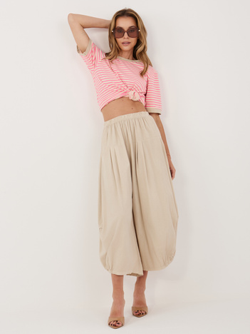 Beżowe damskie spodnie alladynki z sztruksu