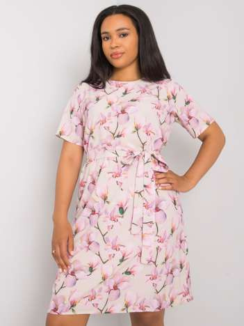 Beżowa wzorzysta sukienka plus size Celene