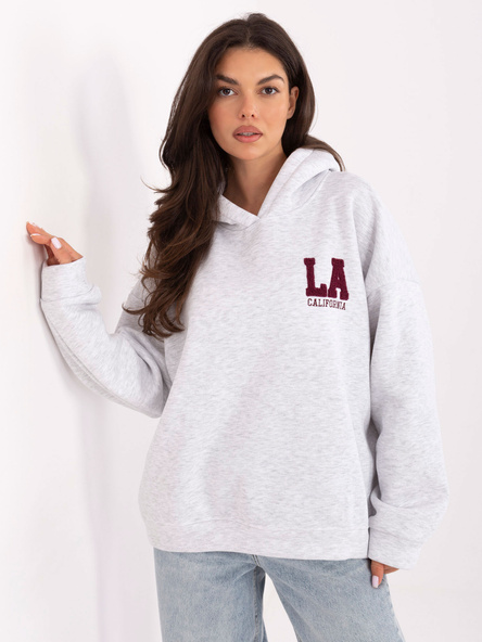 Jasnoszara ocieplana bluza z kapturem