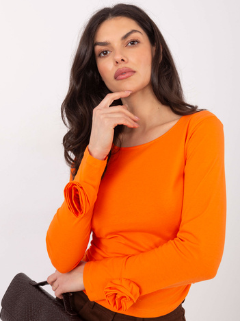 Pomarańczowa krótka bluzka z drapowaniem