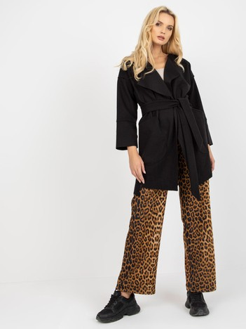 Czarny cienki płaszcz z kieszeniami OCH BELLA