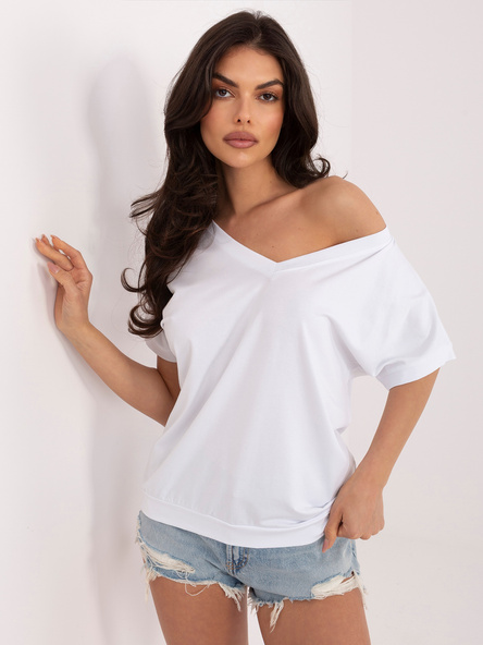 Biała bluzka oversize z krótkim rękawem RUE PARIS