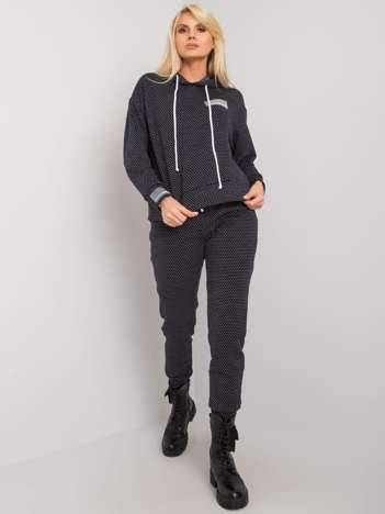 Czarny komplet dzianinowy z kapturem Blake