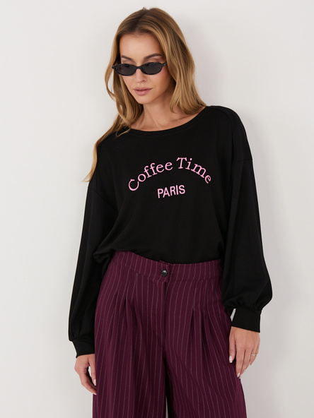 Czarna damska bluza o kroju oversize RUE PARIS