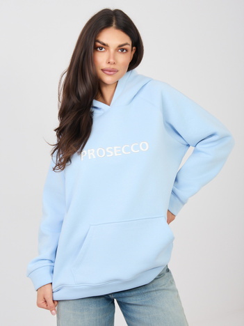 Pastelowa niebieska ocieplana bluza z haftem RUE PARIS