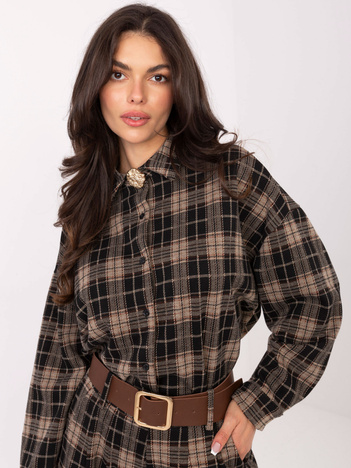 Beżowa damska koszula z odpinaną broszką