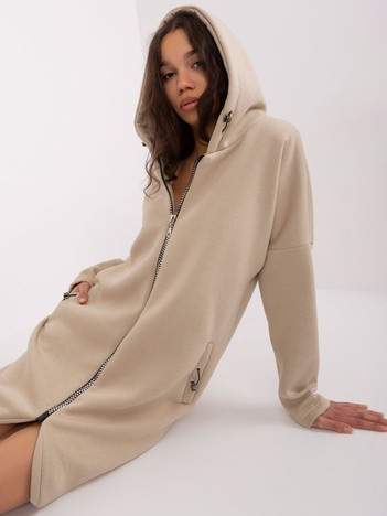 Beżowa długa bluza basic z kapturem Tina RUE PARIS