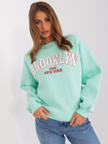 Miętowa dresowa bluza bez kaptura o kroju oversize